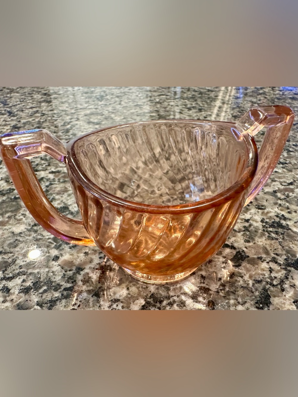 Vintage Imperial Glass Pink Twisted Optic Open Sugar Bowl 1930s